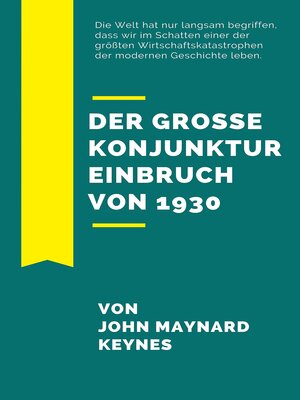 cover image of Der große Konjunktureinbruch von 1930